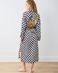 Eco Satin Robe in Courtly Check Bagheera