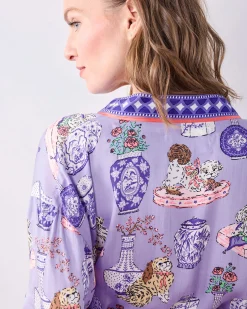Eco Satin Robe in Fancy Dogs