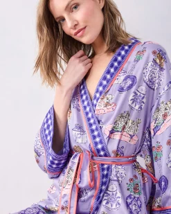 Eco Satin Robe in Fancy Dogs