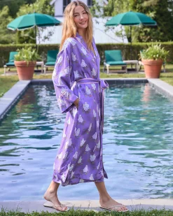 Eco Satin Robe in Gardening Ghosts