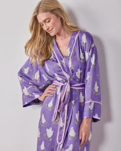 Eco Satin Robe in Gardening Ghosts