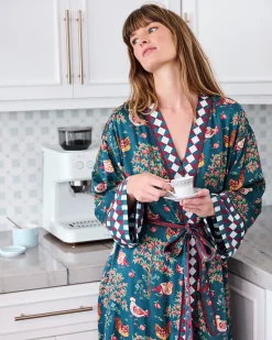Eco Satin Robe in Hen House