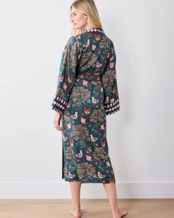 Eco Satin Robe in Hen House