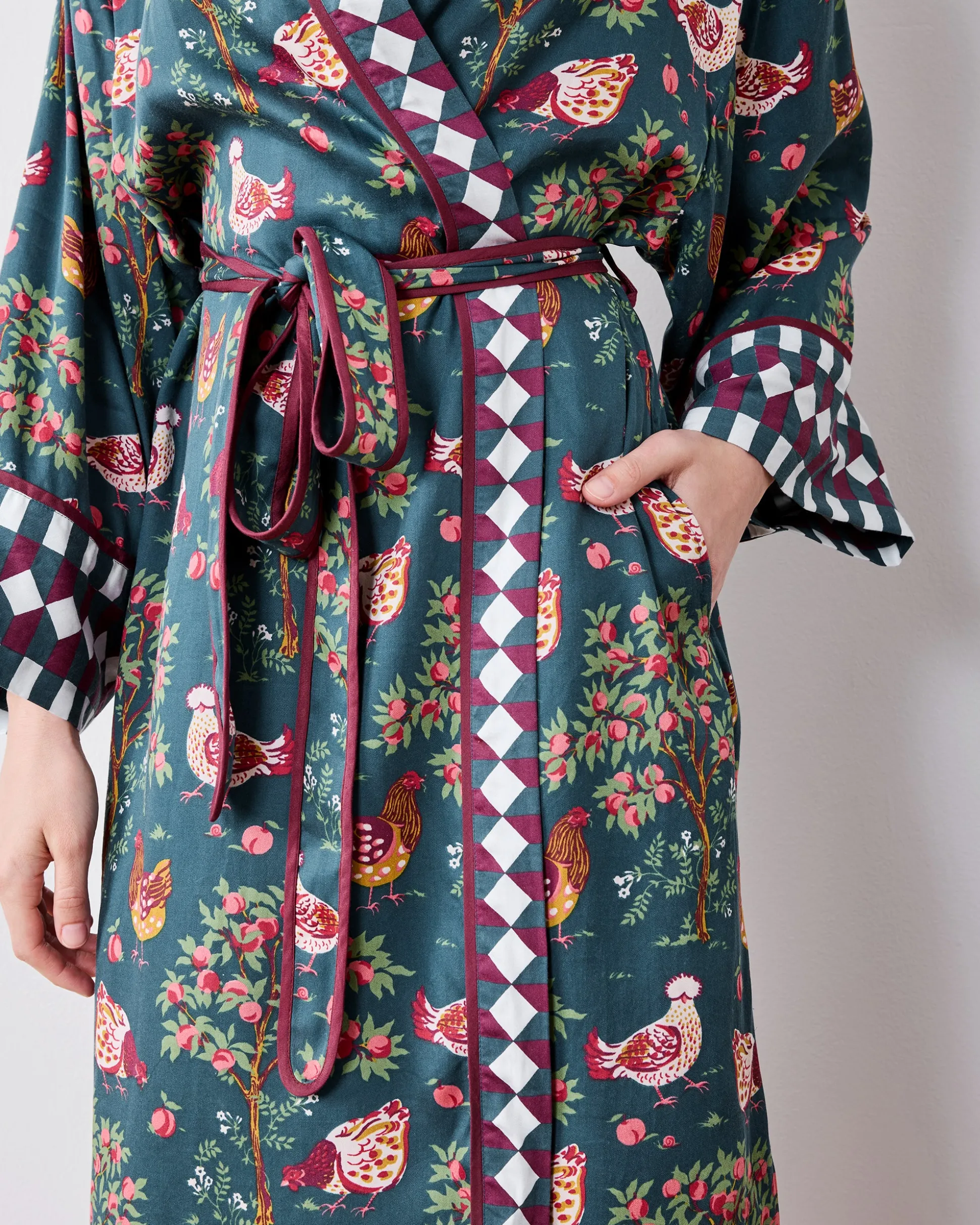 Eco Satin Robe in Hen House