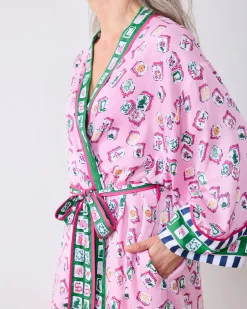 Eco Satin Robe in Lucky Tiles