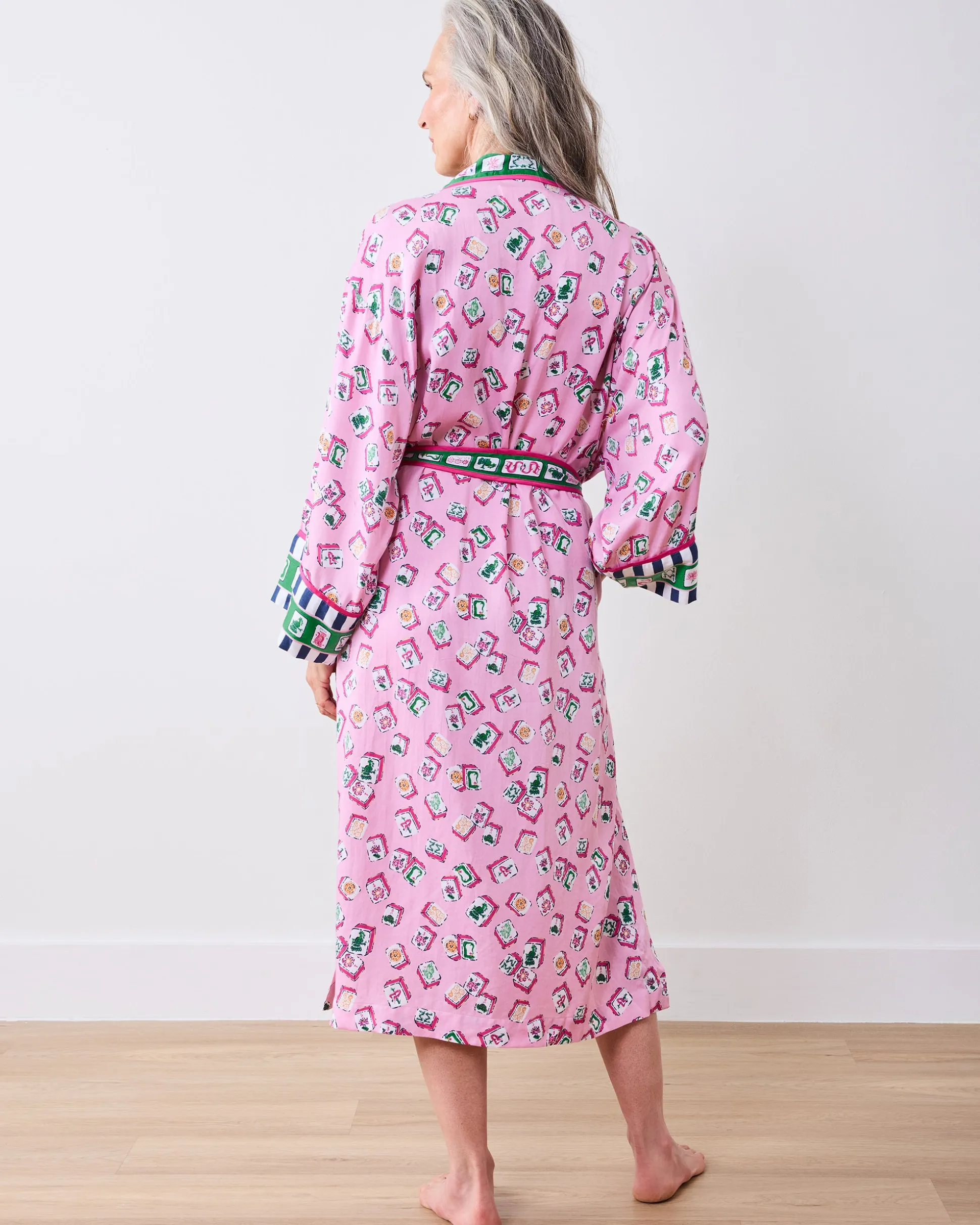 Eco Satin Robe in Lucky Tiles