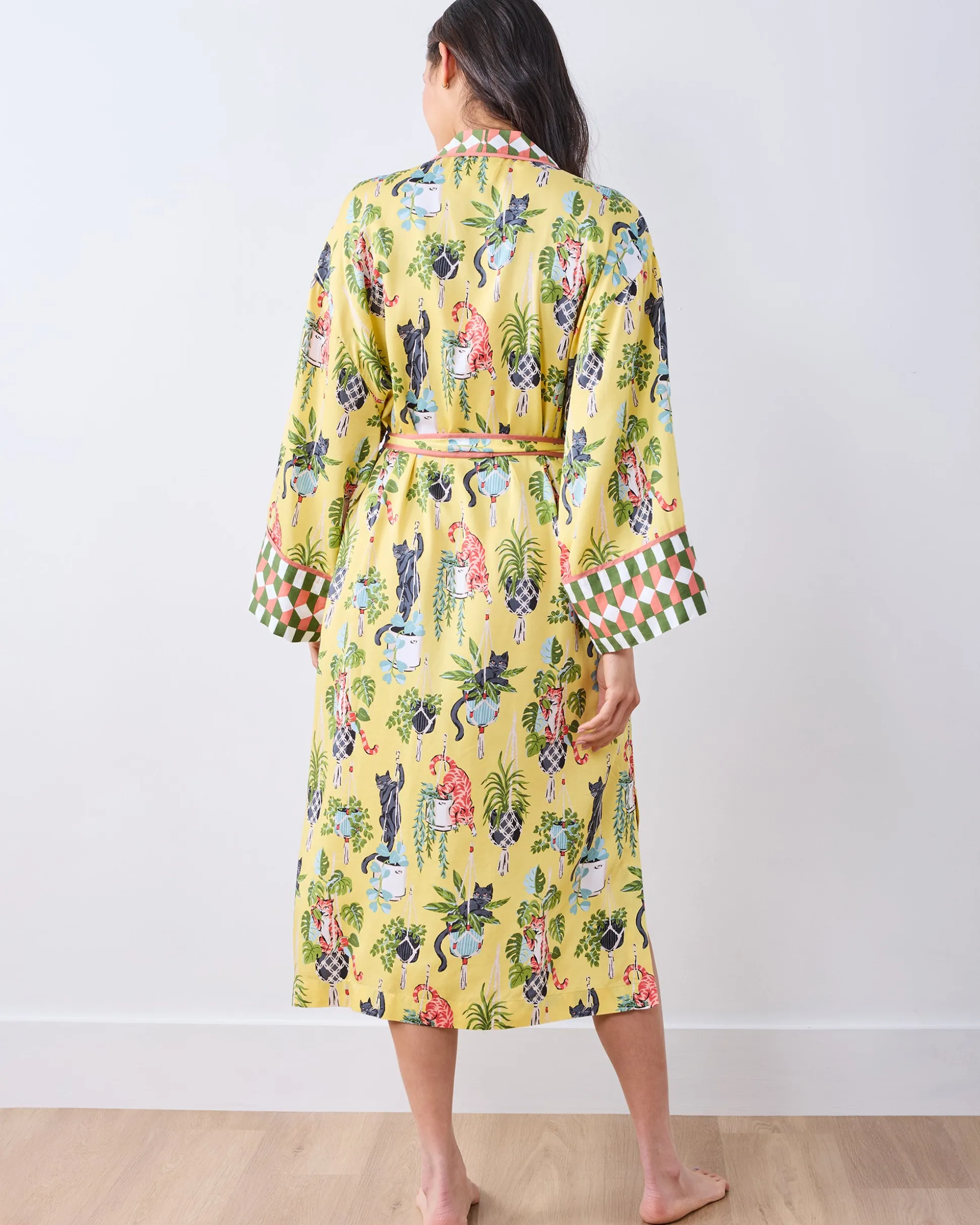 Eco Satin Robe in Macrame Mischief