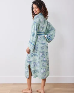 Eco Satin Robe in Mermaid Toile