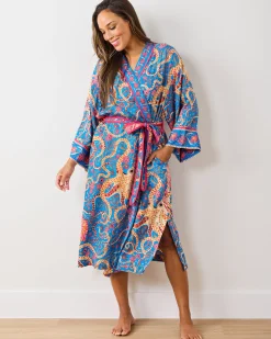 Eco Satin Robe in Octopus Isle