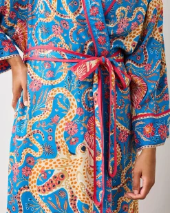 Eco Satin Robe in Octopus Isle