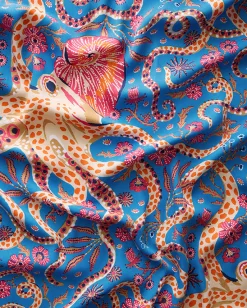 Eco Satin Robe in Octopus Isle