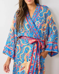 Eco Satin Robe in Octopus Isle