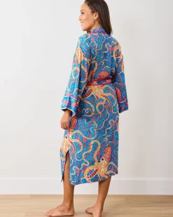 Eco Satin Robe in Octopus Isle