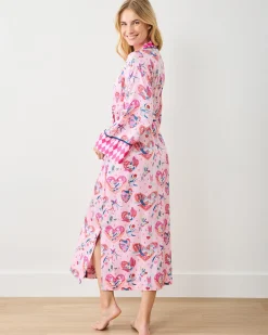 Eco Satin Robe in Swooning Sparrows