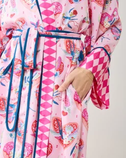 Eco Satin Robe in Swooning Sparrows