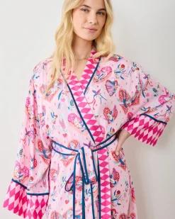 Eco Satin Robe in Swooning Sparrows