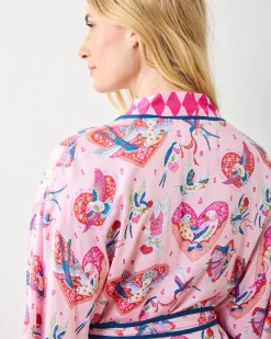 Eco Satin Robe in Swooning Sparrows