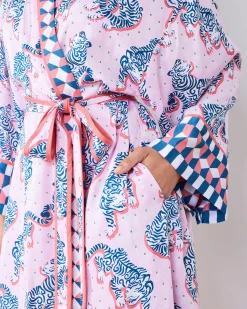 Eco Satin Robe in Tiger Queen