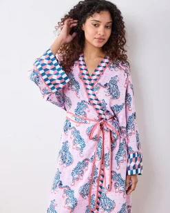 Eco Satin Robe in Tiger Queen
