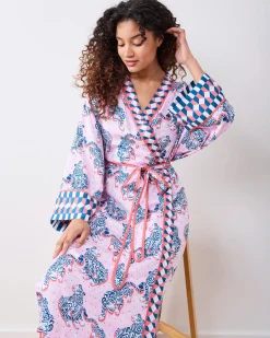 Eco Satin Robe in Tiger Queen