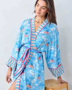 Eco Satin Robe in When Pigs Fly