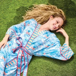 Eco Satin Robe in When Pigs Fly