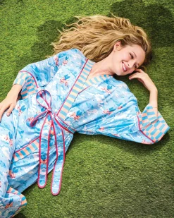 Eco Satin Robe in When Pigs Fly