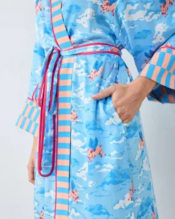 Eco Satin Robe in When Pigs Fly