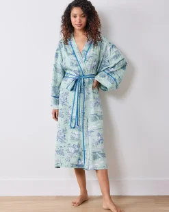 Eco Satin Robe, Pamela & Eyemask Bundle in Mermaid Toile