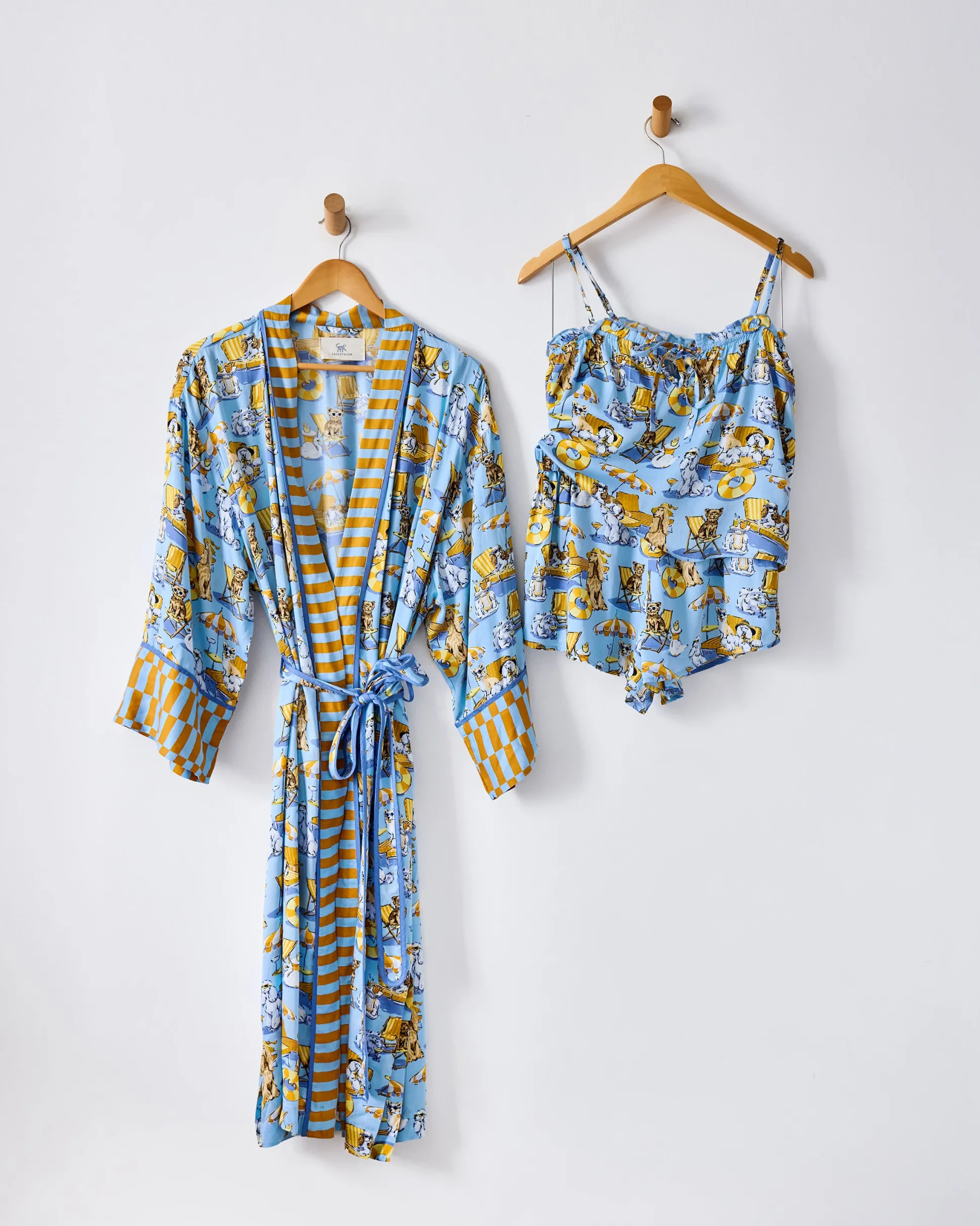 Eco Satin Robe & Sydney Set Bundle in Palm Royale Pooches