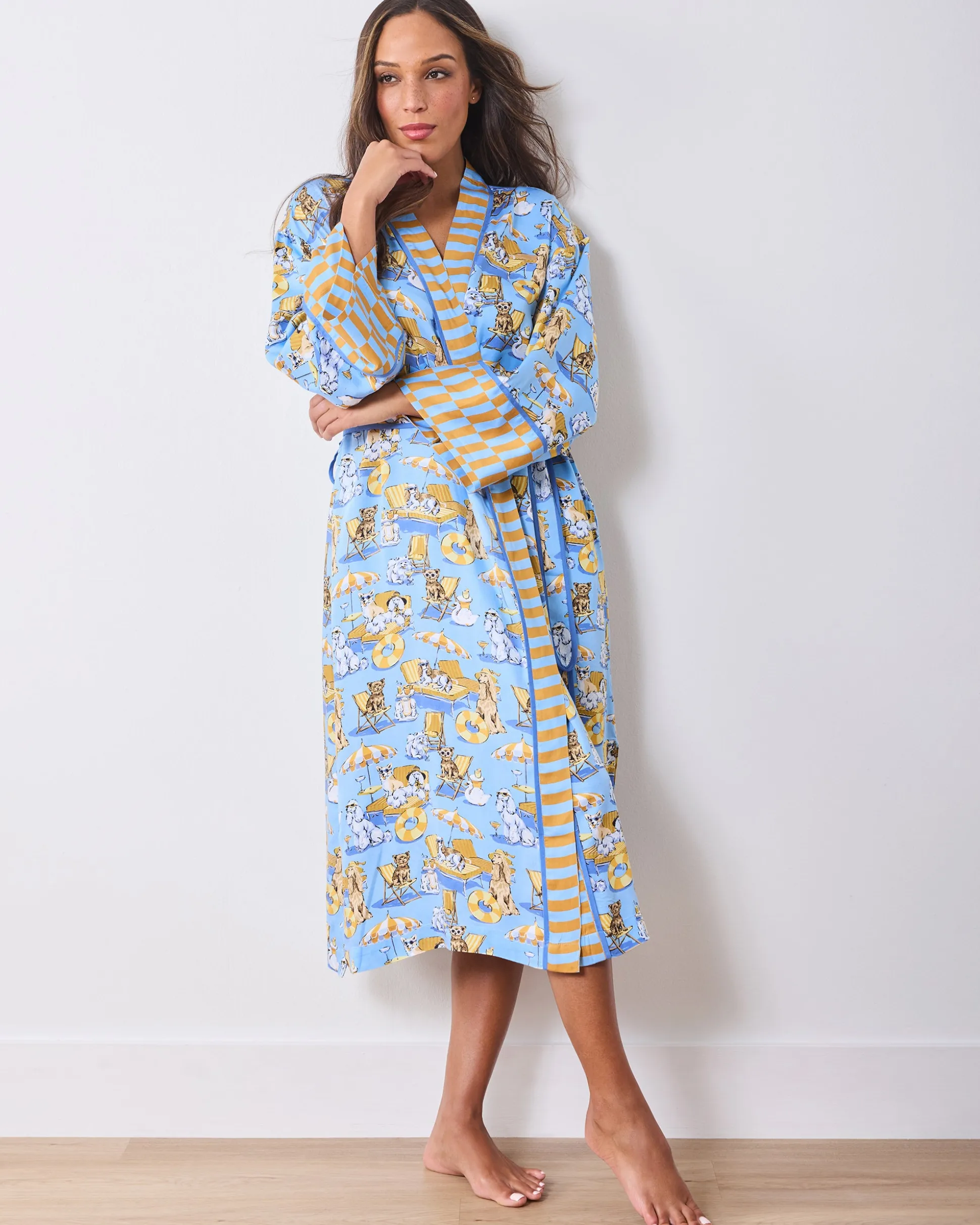 Eco Satin Robe & Sydney Set Bundle in Palm Royale Pooches