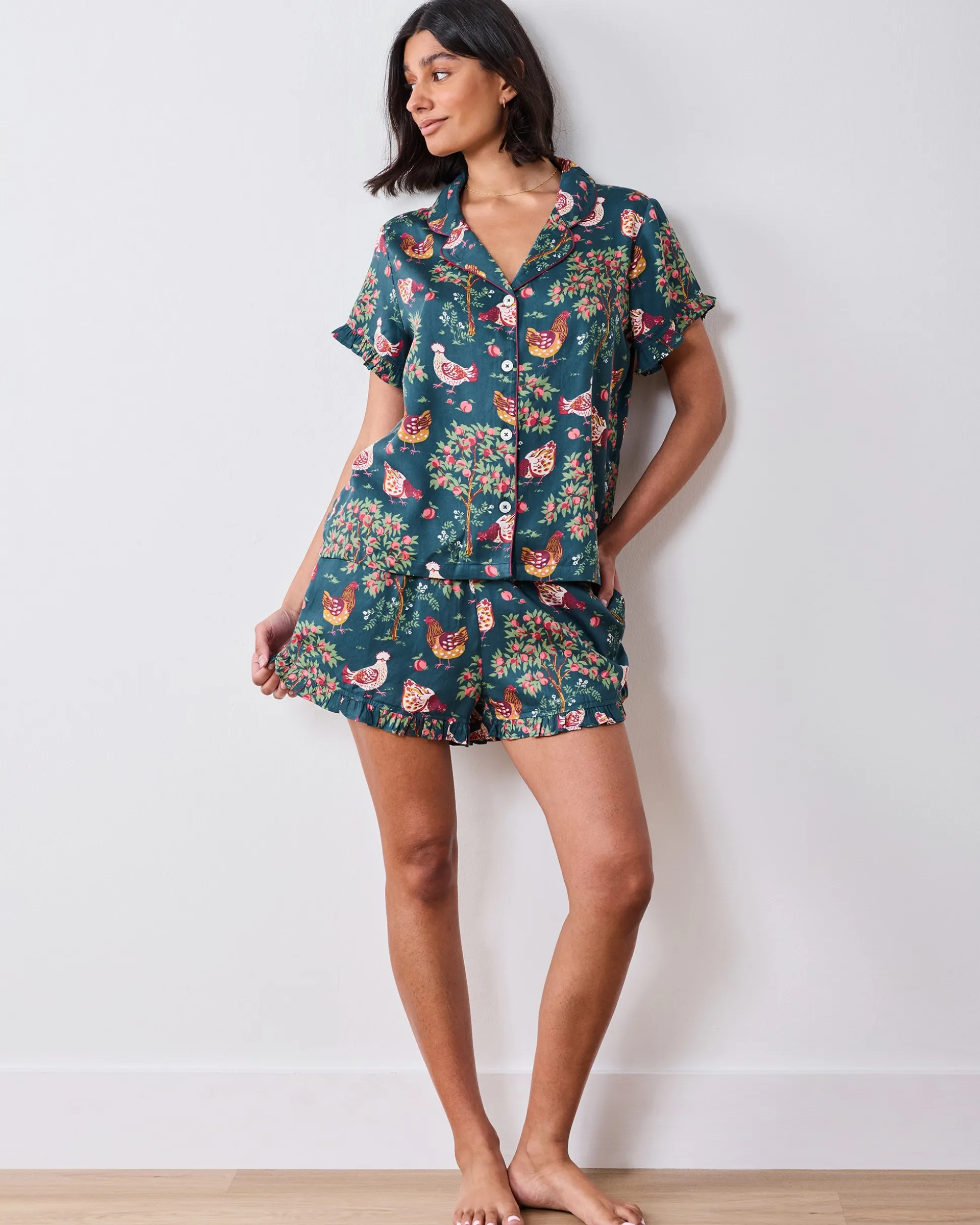 Eco Satin Ruffle Set in Hen House
