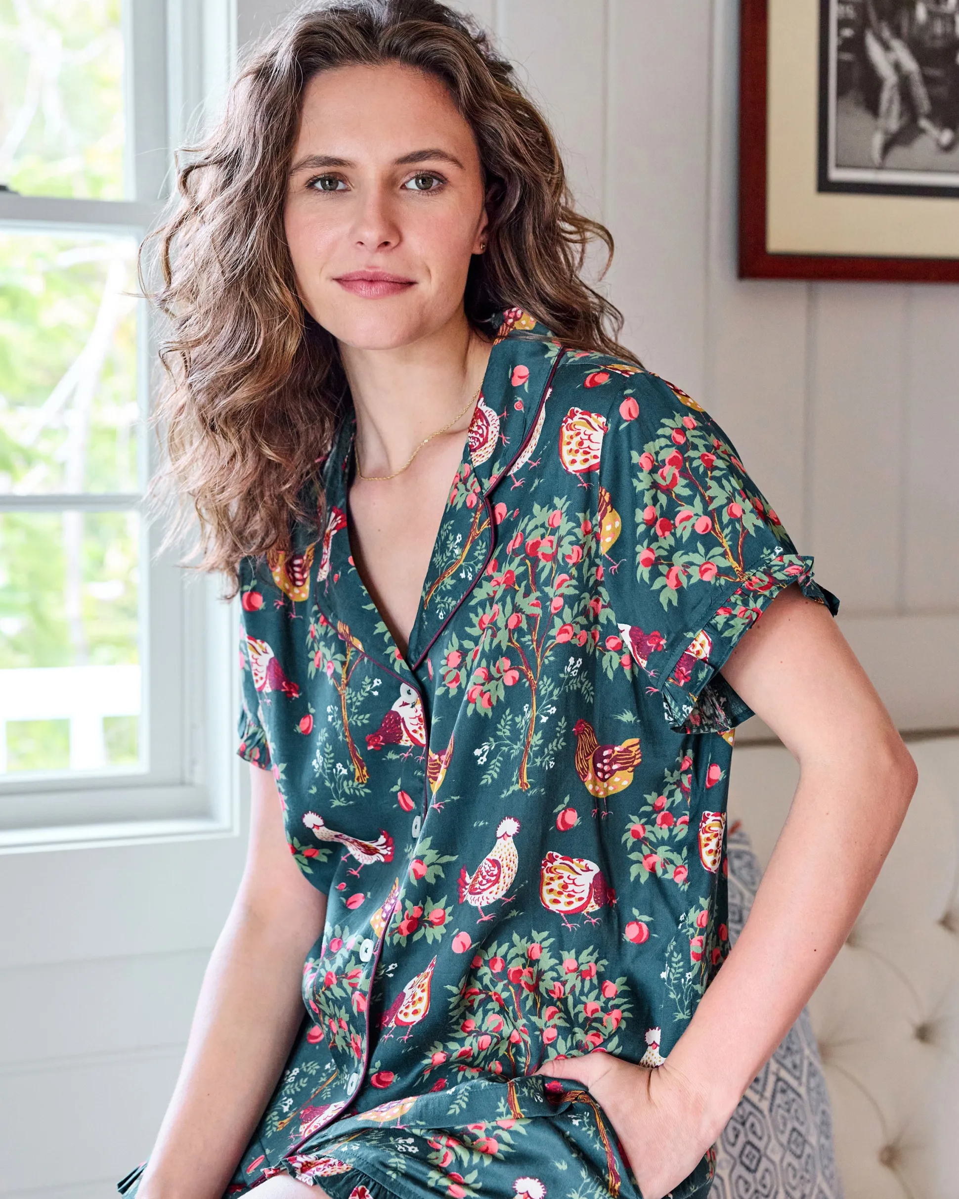 Eco Satin Ruffle Set in Hen House