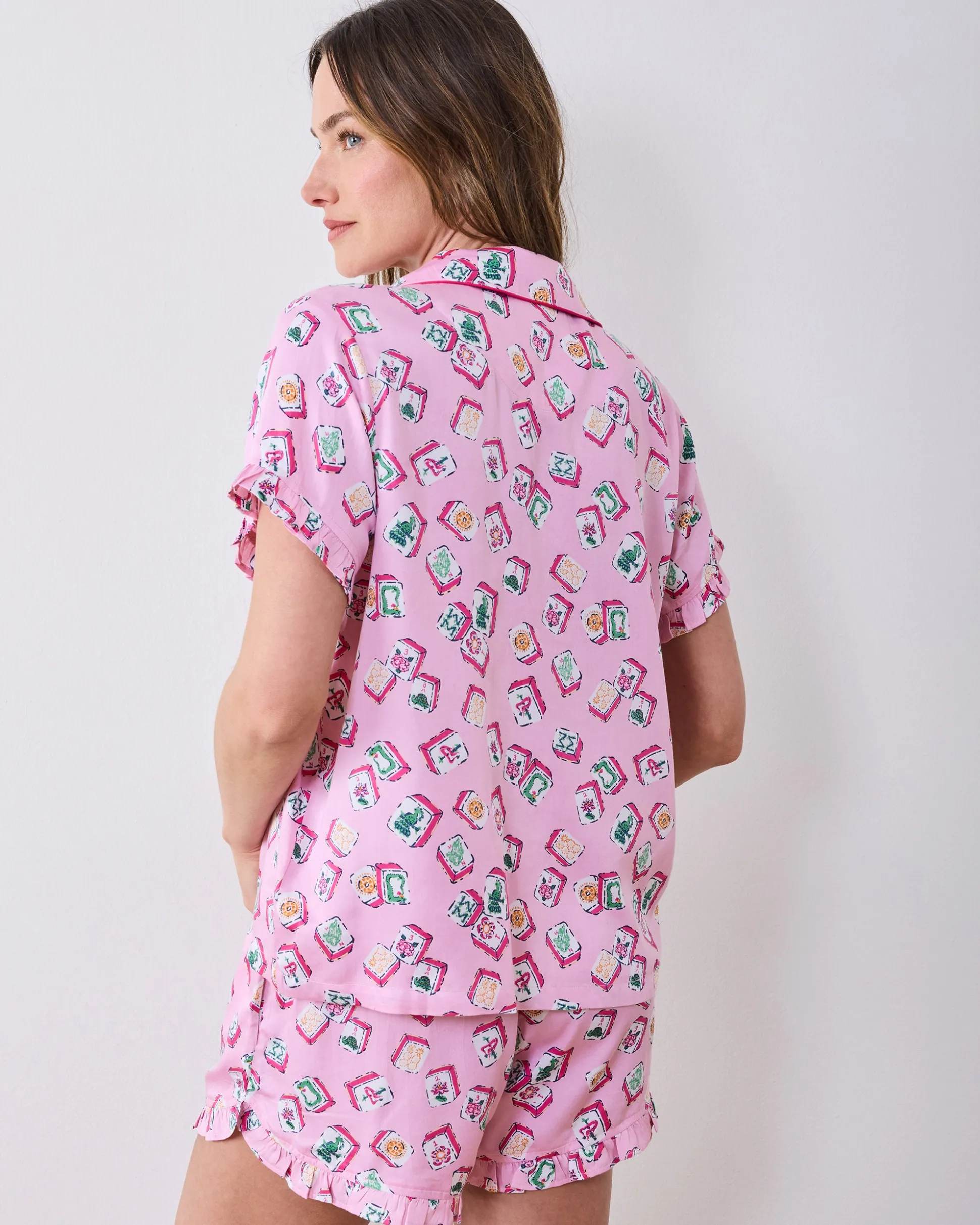 Eco Satin Ruffle Set in Lucky Tiles