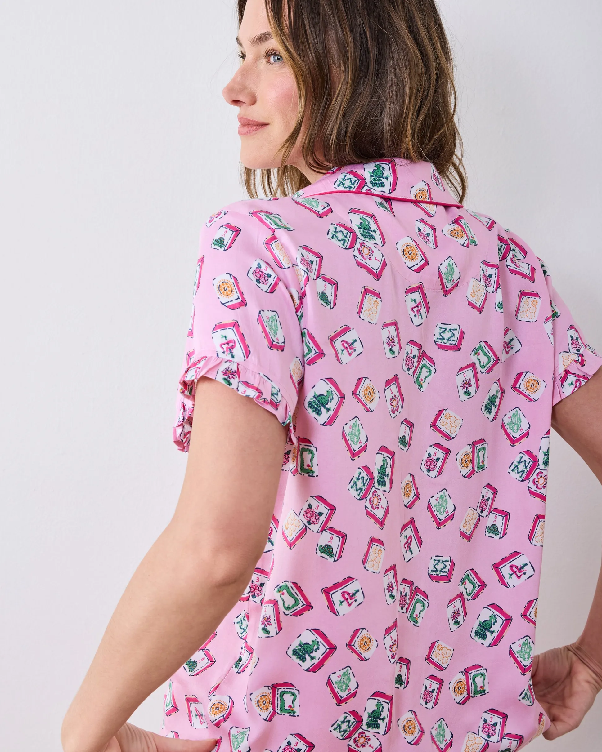 Eco Satin Ruffle Set in Lucky Tiles