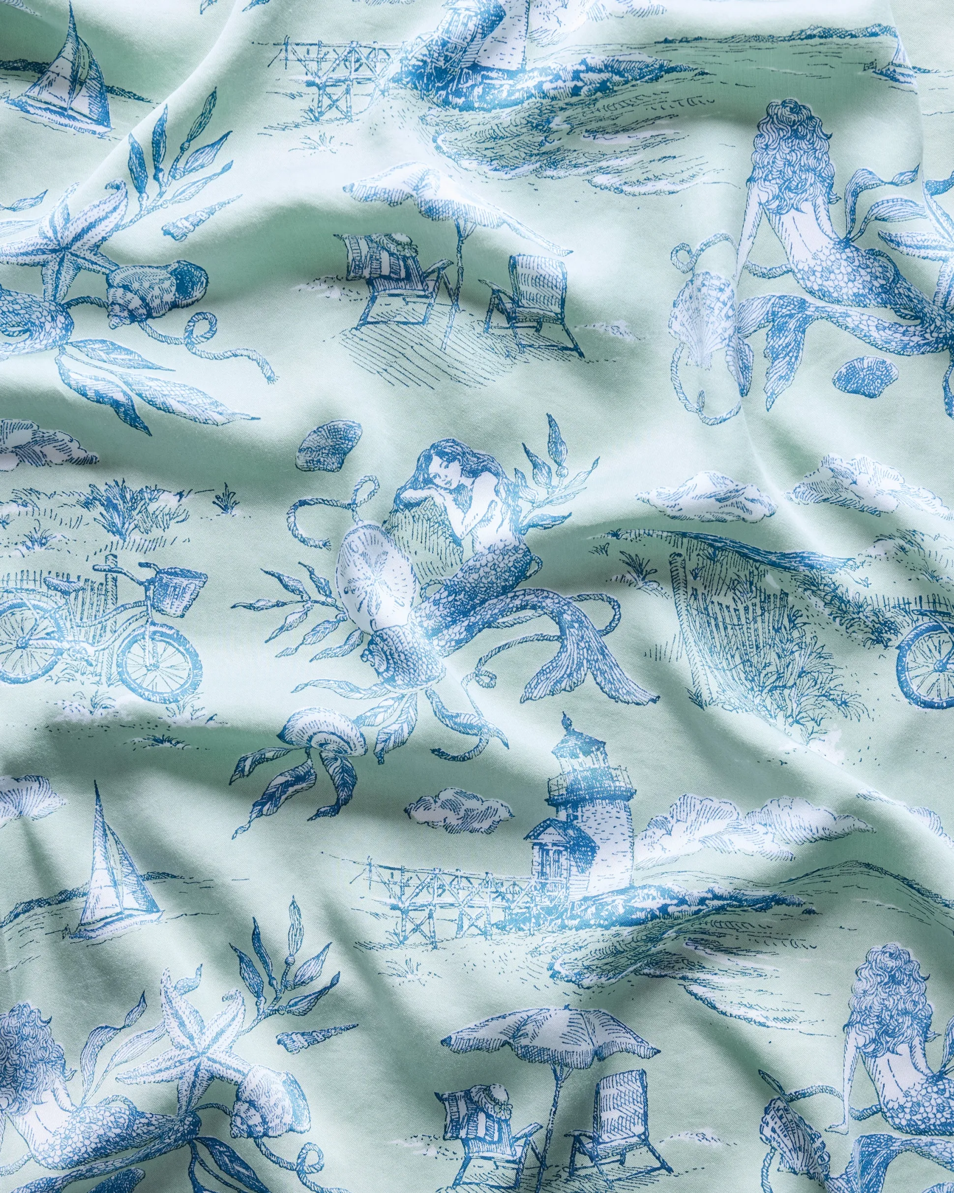 Eco Satin Ruffle Set in Mermaid Toile