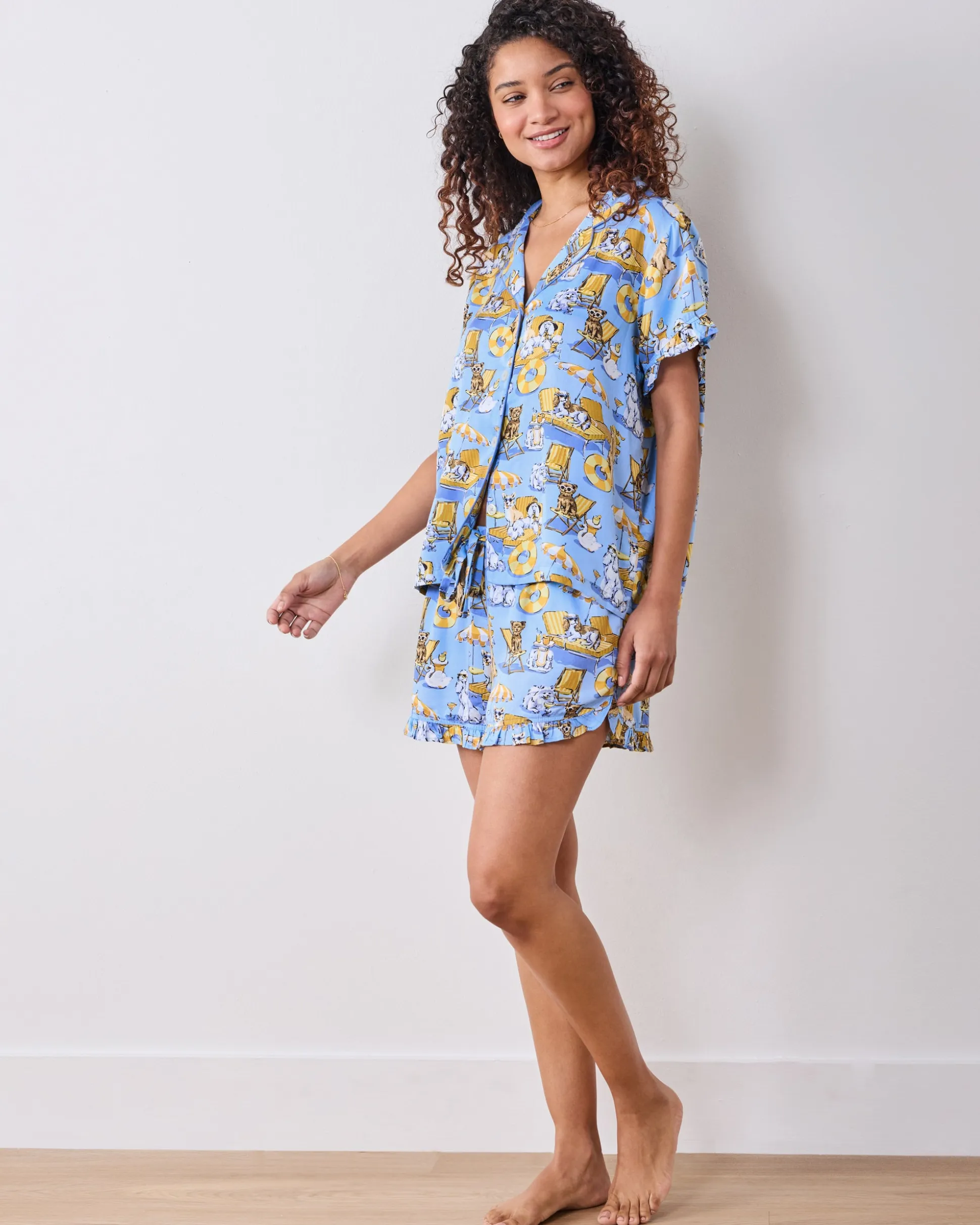 Eco Satin Ruffle Set in Palm Royale Pooches