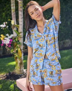 Eco Satin Ruffle Set in Palm Royale Pooches