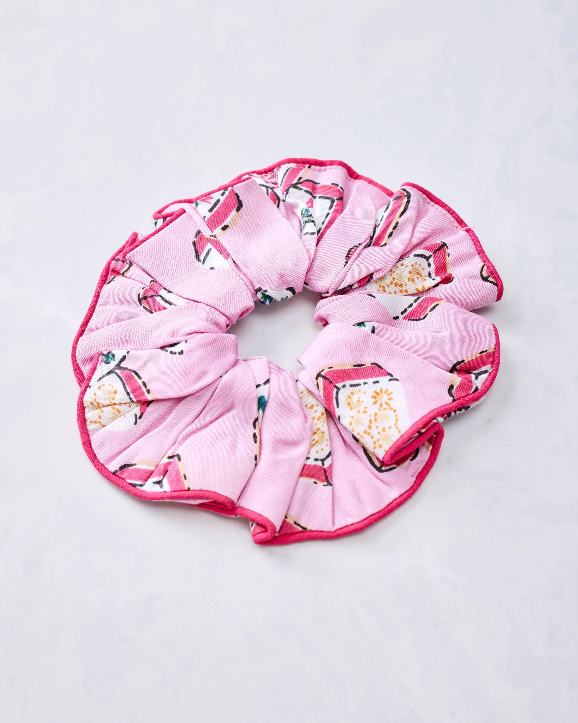 Eco Satin Scrunchies in Lucky Tiles