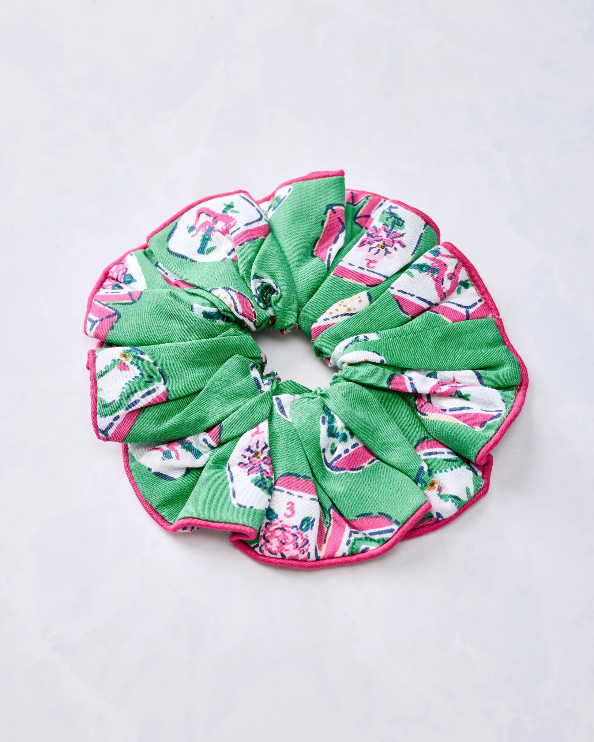 Eco Satin Scrunchies in Lucky Tiles