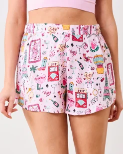 Eco Satin Sweet Dreams Shorts in Viva Las Vegas