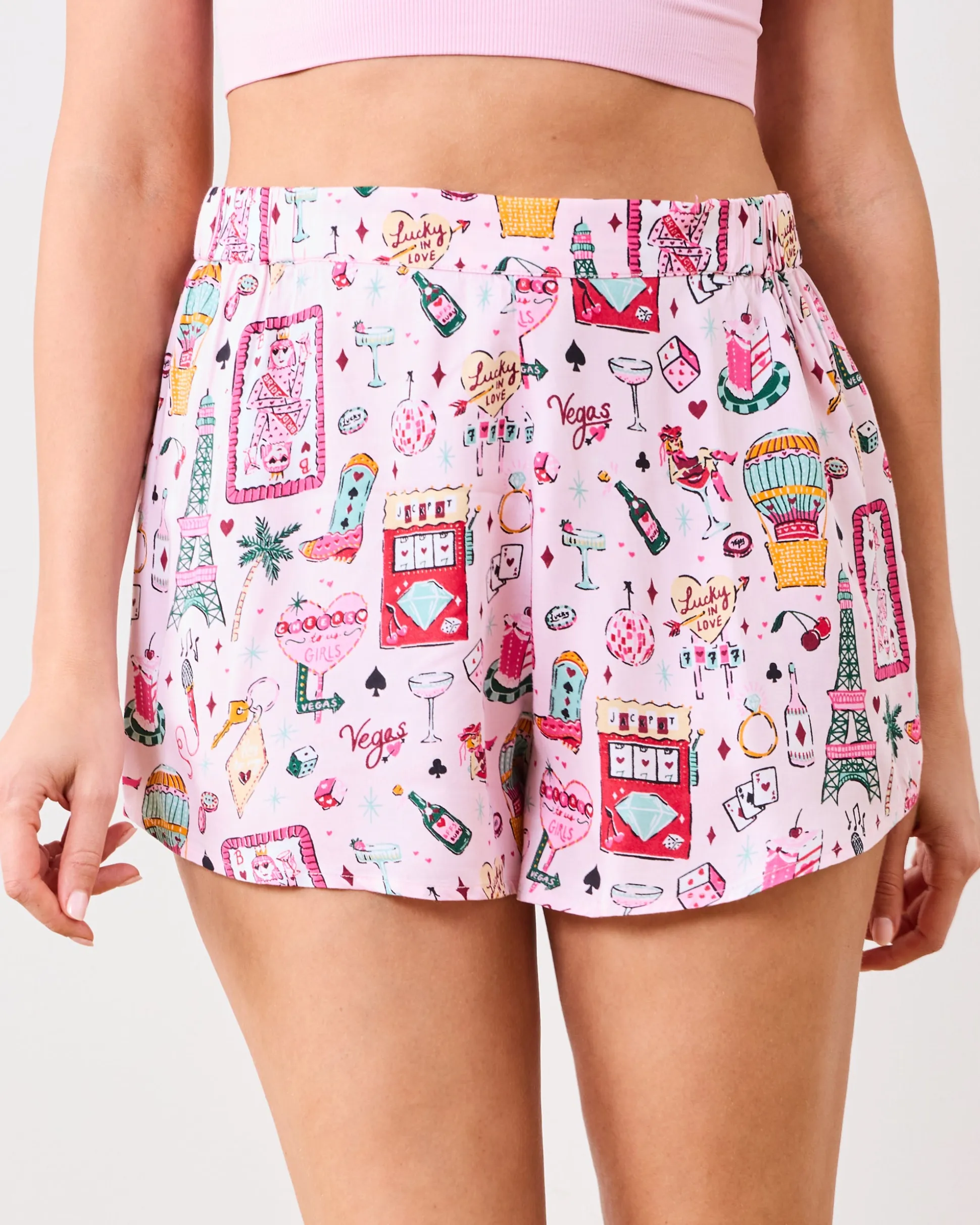 Eco Satin Sweet Dreams Shorts in Viva Las Vegas