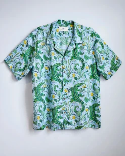 Eco Satin Vacation Camp Shirt in Gator Grove