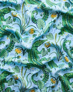 Eco Satin Vacation Camp Shirt in Gator Grove