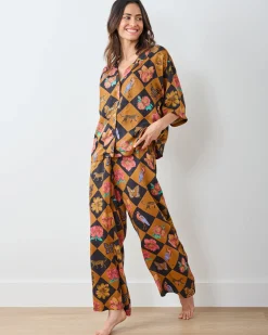 Eco Satin Wildest Dreams Set in Botanical Checkerboard