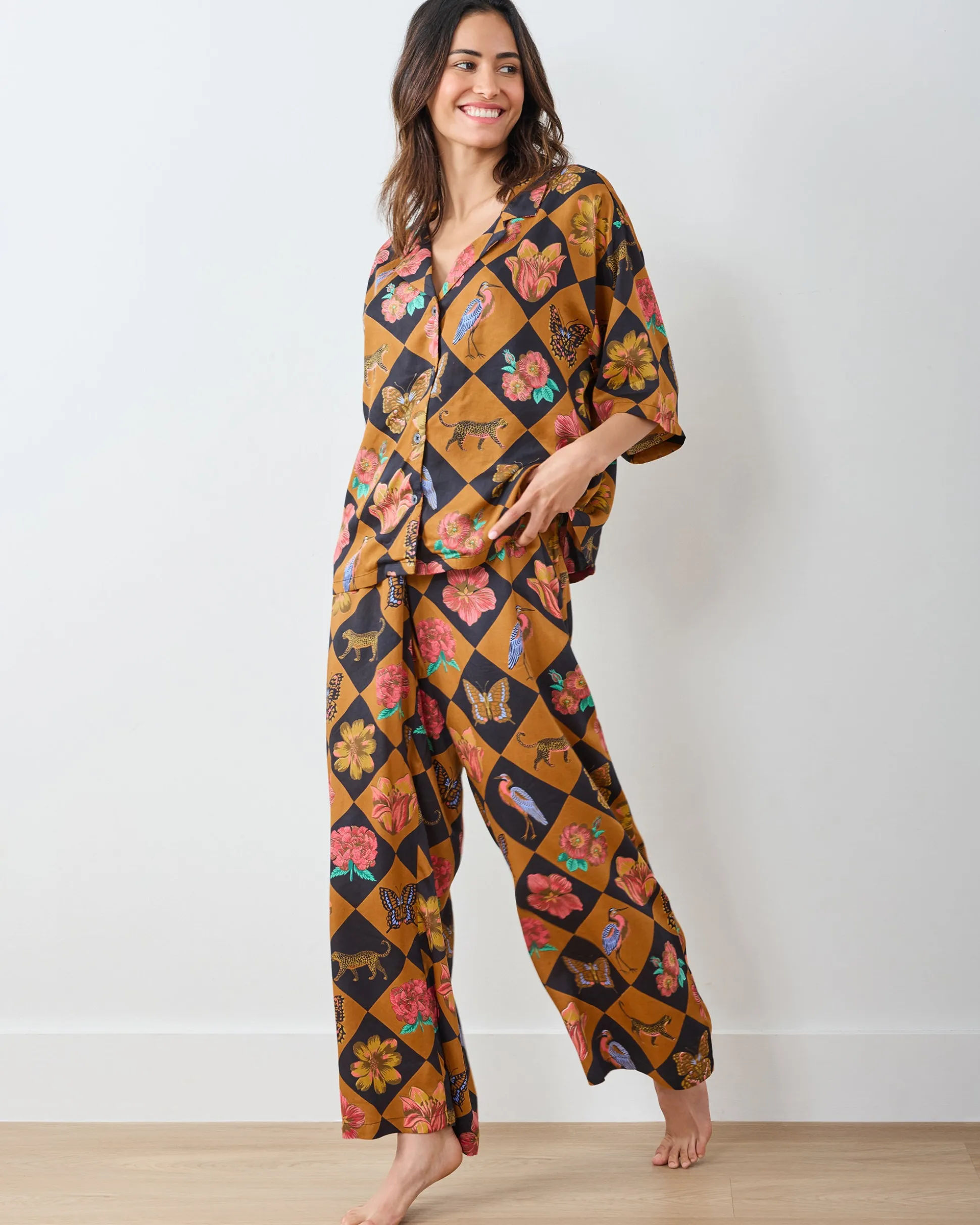 Eco Satin Wildest Dreams Set in Botanical Checkerboard