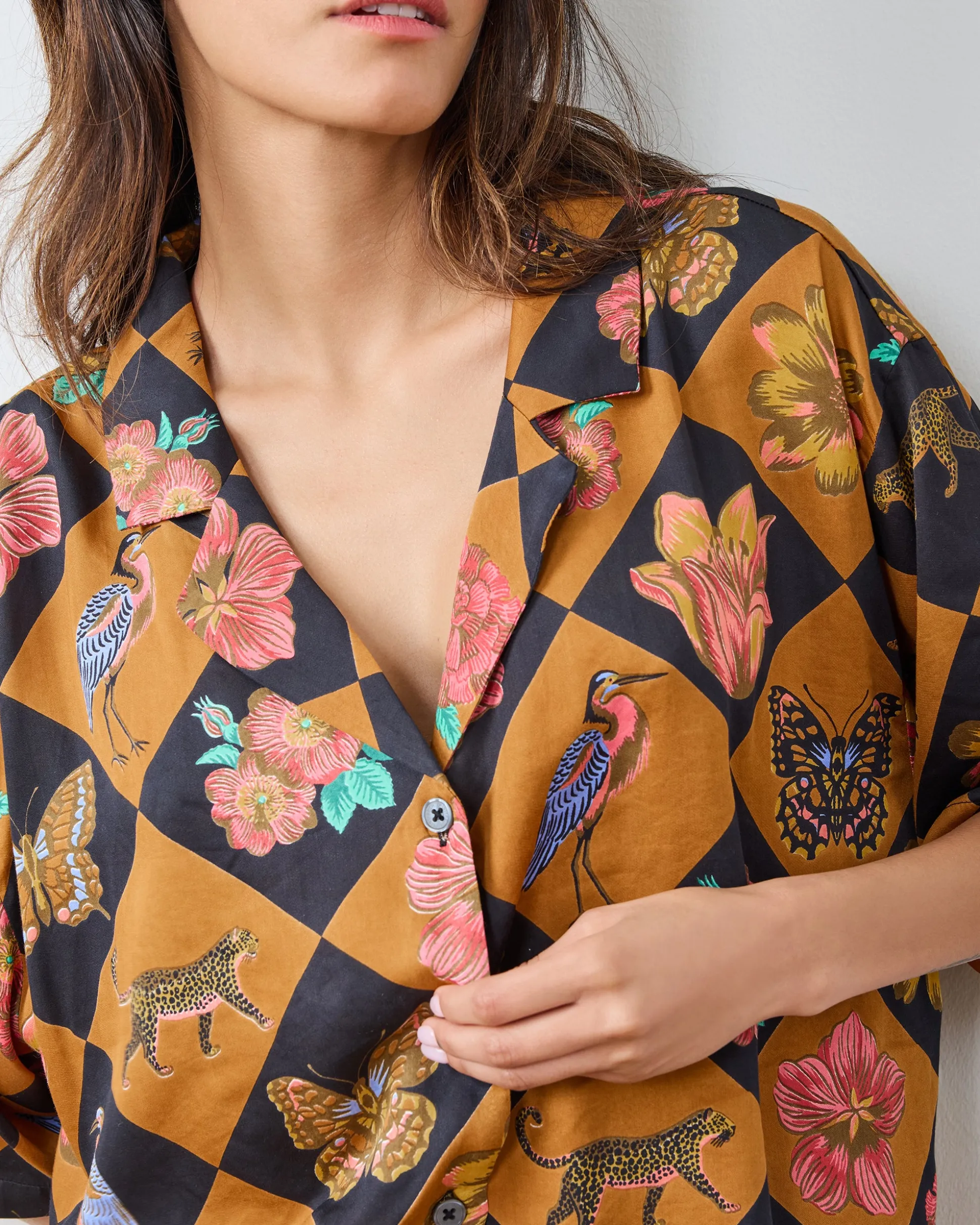 Eco Satin Wildest Dreams Set in Botanical Checkerboard