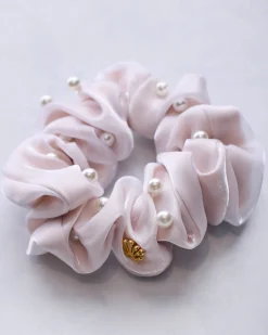 Embellished Scrunchie in Ivory Pearl