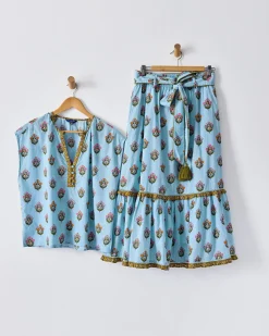 Emmie Skirt & Jordan Blouse Set in Wildflower Walks