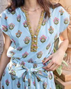 Emmie Skirt & Jordan Blouse Set in Wildflower Walks